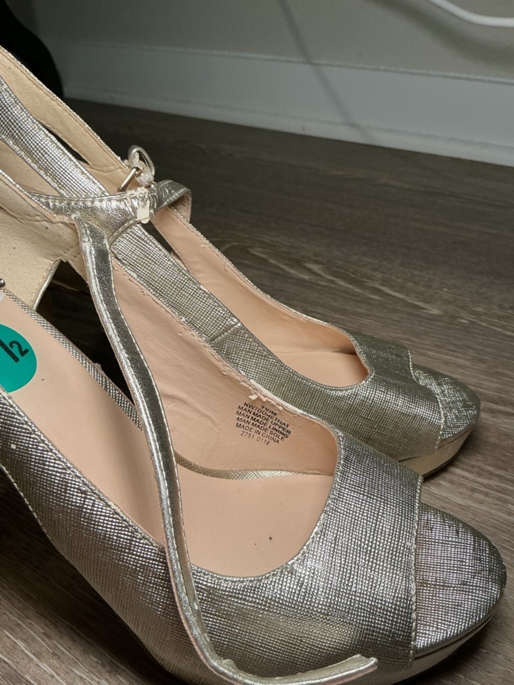 Nine West Gold Peep-Toe Mary Jane Heels - Picture 14 of 14